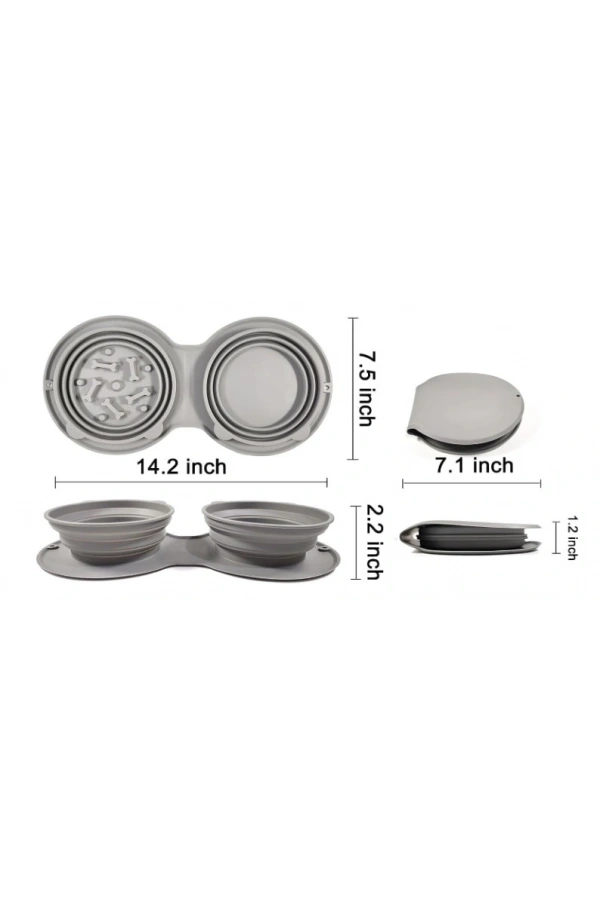 Bidebuvar Mikopet Katlanabilir İkili Mama ve Su Kabı