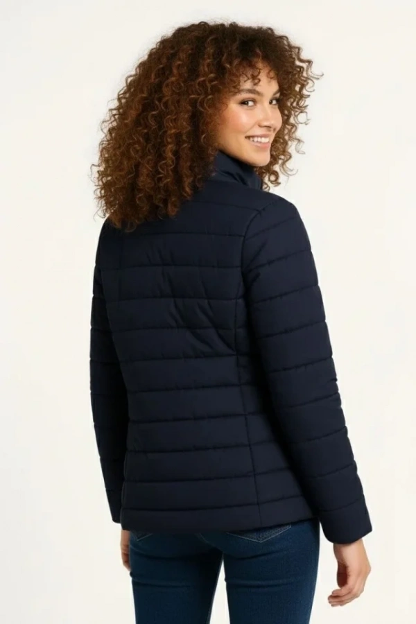 Bidebuvar Mikro Su İtici Kapitone Baskılı Astarlı Fermuarlı Bomber Mont - Lacivert