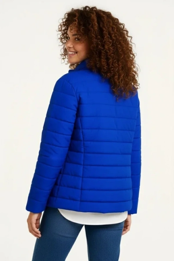 Bidebuvar Mikro Su İtici Kapitone Baskılı Astarlı Fermuarlı Bomber Mont - Saks Mavisi