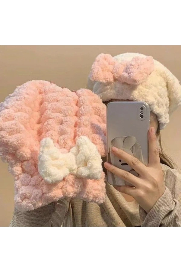 Bidebuvar Mikrofiber Örgü Saç Kurutma Bone Havlu
