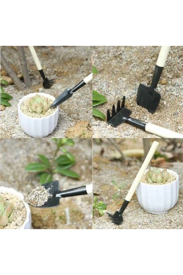 Bidebuvar Mini Ahşap Hobi Bahçe Seti 3 Parça