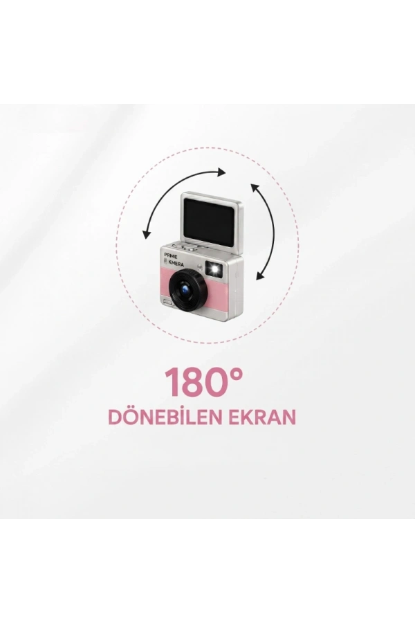 Bidebuvar Mini Dijital Retro Kamera - Dönebilen Ekran - Flaşlı