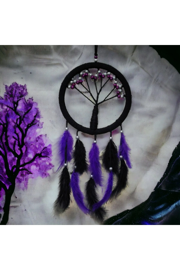 Bidebuvar Mor İncili Hayat Ağacı Dream Catcher