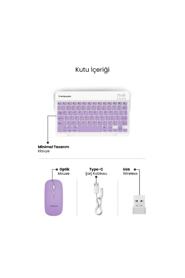Bidebuvar Mor Kablosuz Klavye Ve Mouse Seti