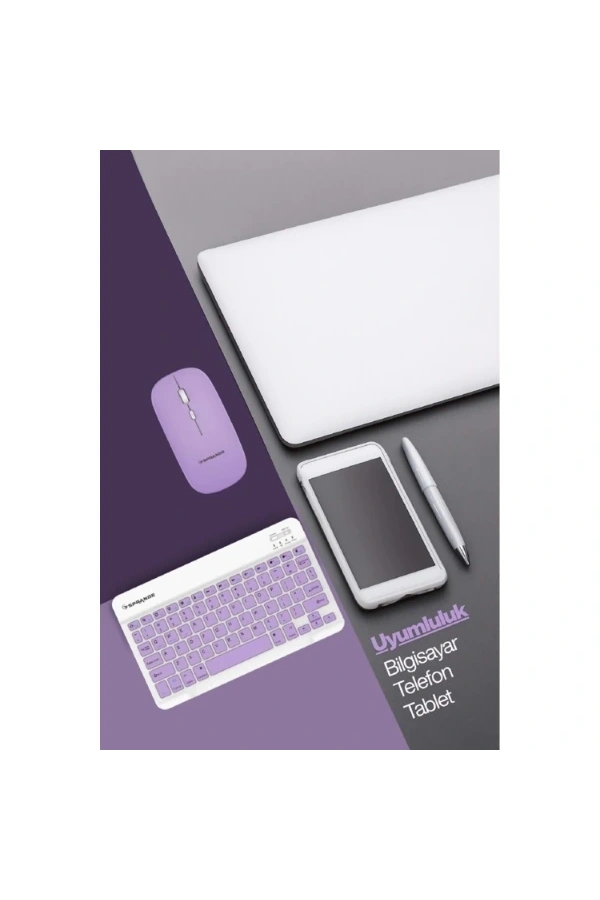Bidebuvar Mor Kablosuz Klavye Ve Mouse Seti