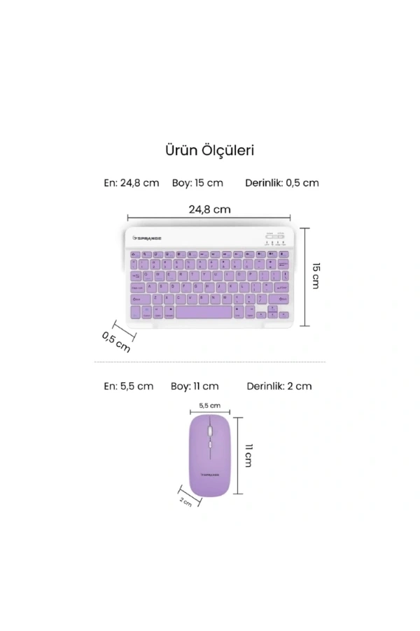 Bidebuvar Mor Kablosuz Klavye Ve Mouse Seti