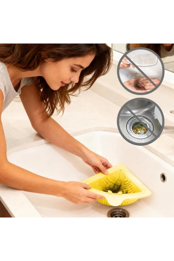 Bidebuvar Mutfak ve Banyo Üçgen Lavabo Süzgeci