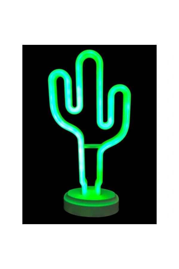 Bidebuvar Neon Işıklı Kaktüs Masa Gece Lambası
