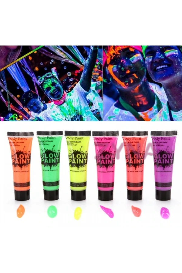 Bidebuvar Neonlu Glow Parti Yüz Boyası 6 Renk 6 Adet