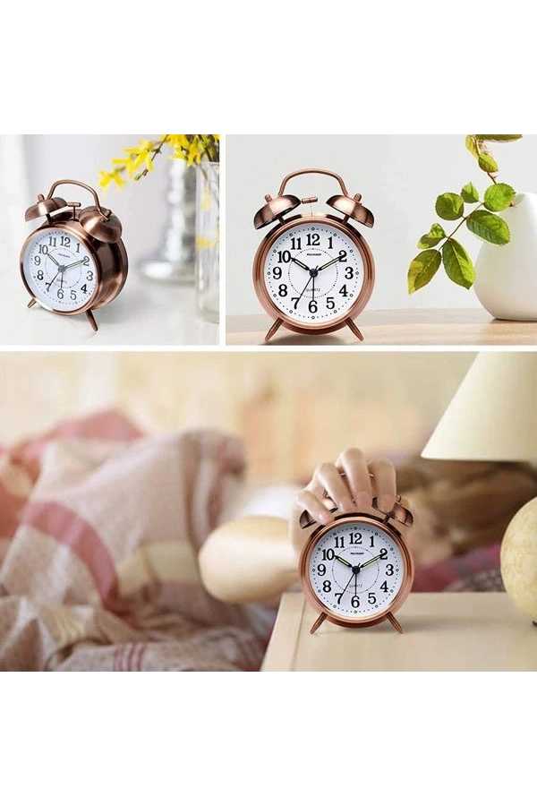 Bidebuvar Nostaljik Metal Çalar Masa Saati Orta Boy