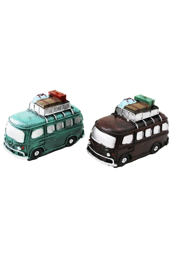 Bidebuvar Nostaljik Otobüs Tasarımlı Biblo Kumbara - Dekoratif Model - Reçine