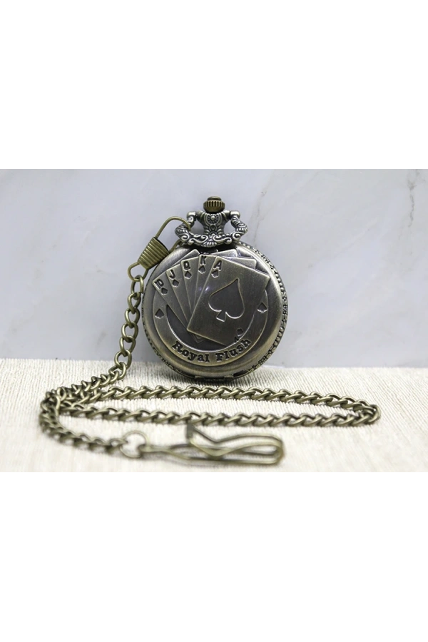 Bidebuvar Oyun Kartı Tasarımlı Köstekli Saat