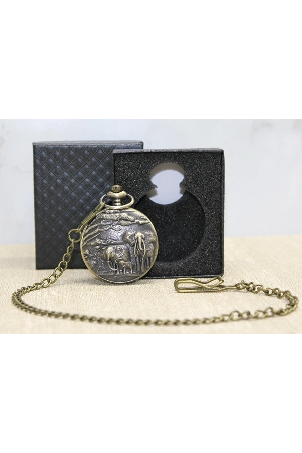 Bidebuvar Özel Kutulu Antik Filli Köstekli Saat