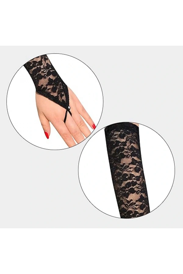 Bidebuvar Parmak Askılı Zarif Dantel Eldiven