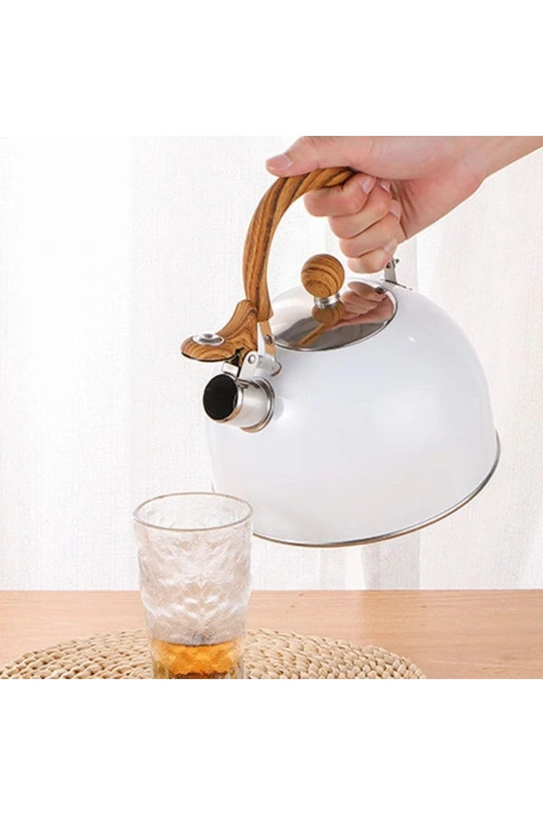 Bidebuvar Paslanmaz Çelik Demlik Beyaz Renk