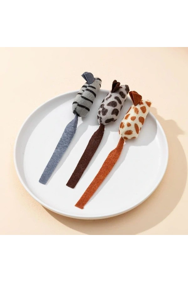 Bidebuvar Peluş Fare Kedi Oyuncağı 3 Adet