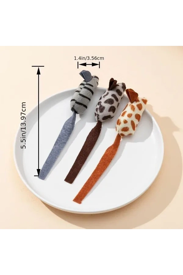 Bidebuvar Peluş Fare Kedi Oyuncağı 3 Adet