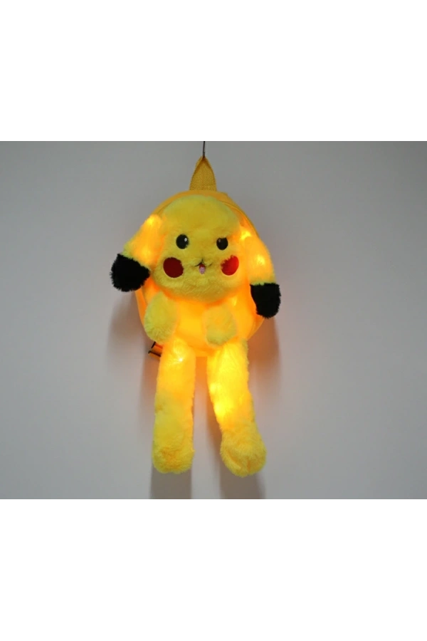 Bidebuvar Peluş Işıklı Oynar Kulaklı Pikachu Sırt Çantası