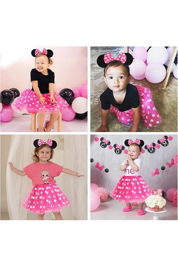Bidebuvar Pembe Fiyonklu Minnie Mouse Tacı
