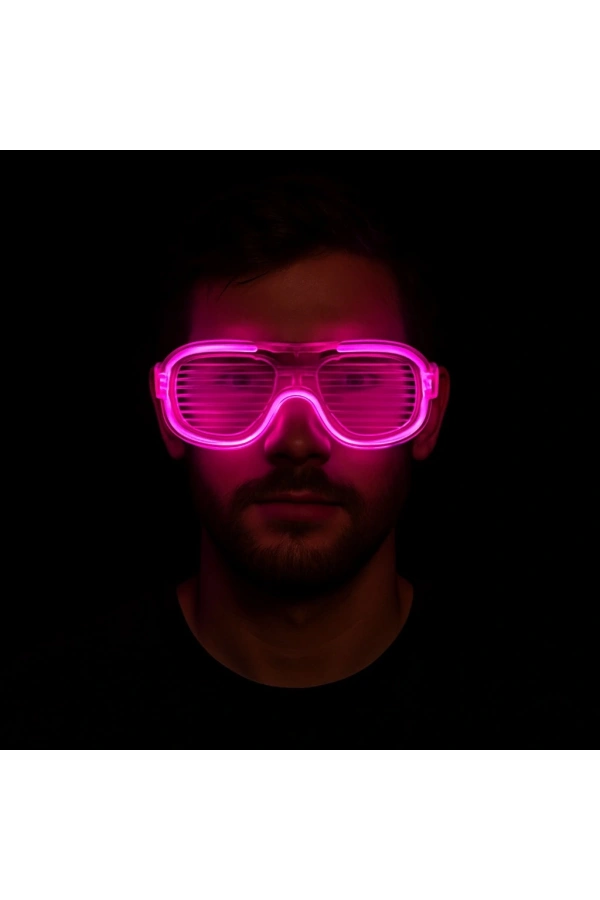 Bidebuvar Pembe Led Işıklı Parti Gözlüğü - Neon 3 Modlu