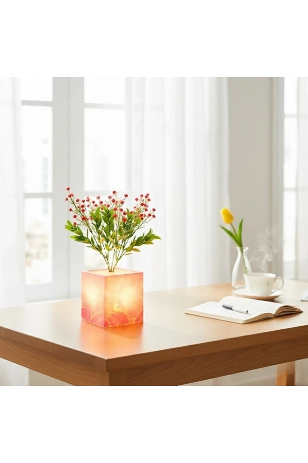 Bidebuvar Pembe Saksılı LED Yapay Çiçek