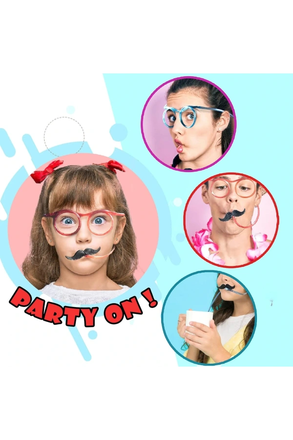 Bidebuvar PIPETLI PARTI GÖZLÜĞÜ - ÇOCUK VE YETIŞKIN BIYIKLI PIPET GÖZLÜK