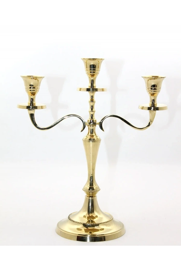 Bidebuvar Pirinç 3lü Şamdan Model 1