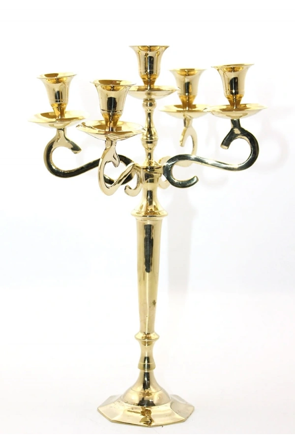 Bidebuvar Pirinç 5li Şamdan