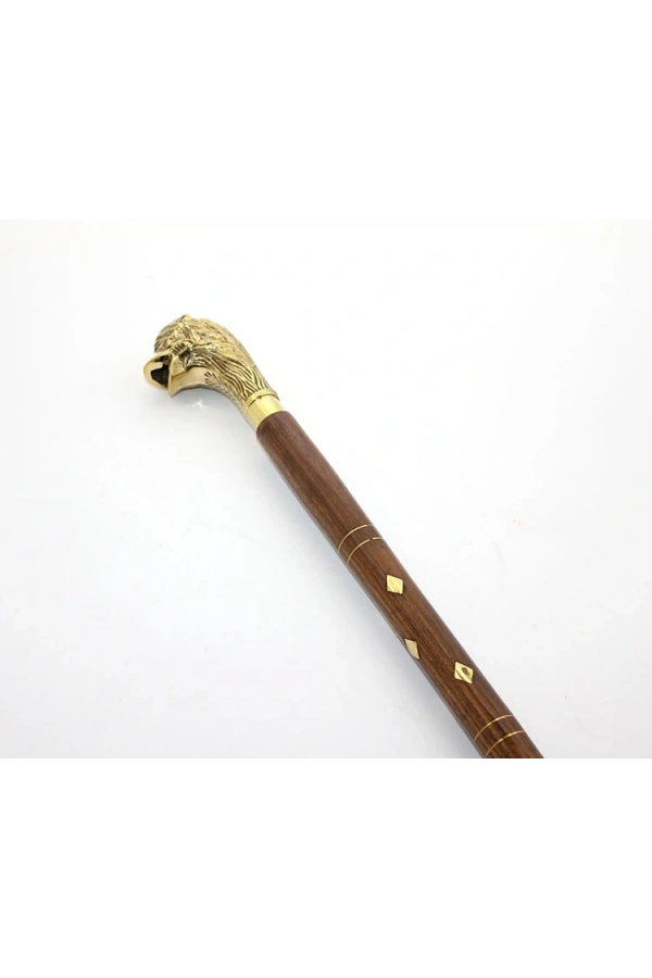 Bidebuvar Pirinç Aslan Büstü Baston Model 2