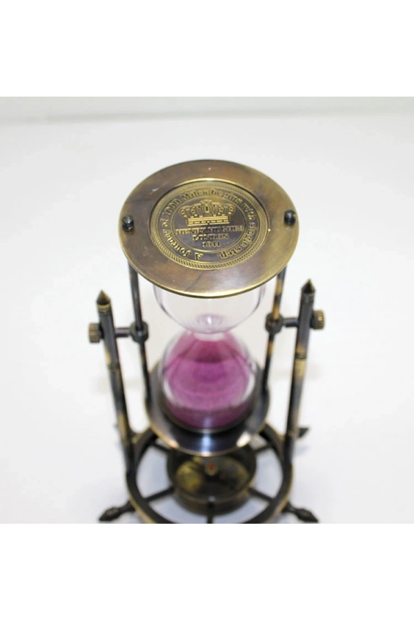 Bidebuvar Pirinç Pusulalı Kum Saati Model 3