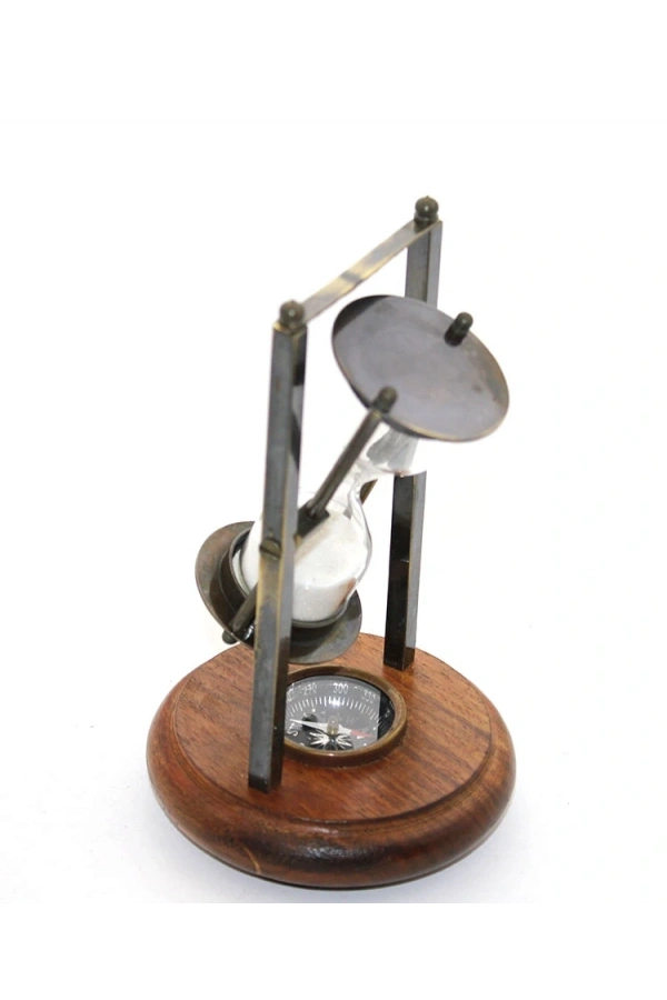 Bidebuvar Pirinç Pusulalı Kum Saati Model 4