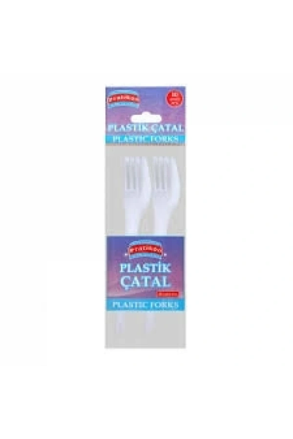Bidebuvar Plastik Çatal Seti - 10lu Paket - Beyaz Renk - Kullan At Çatal