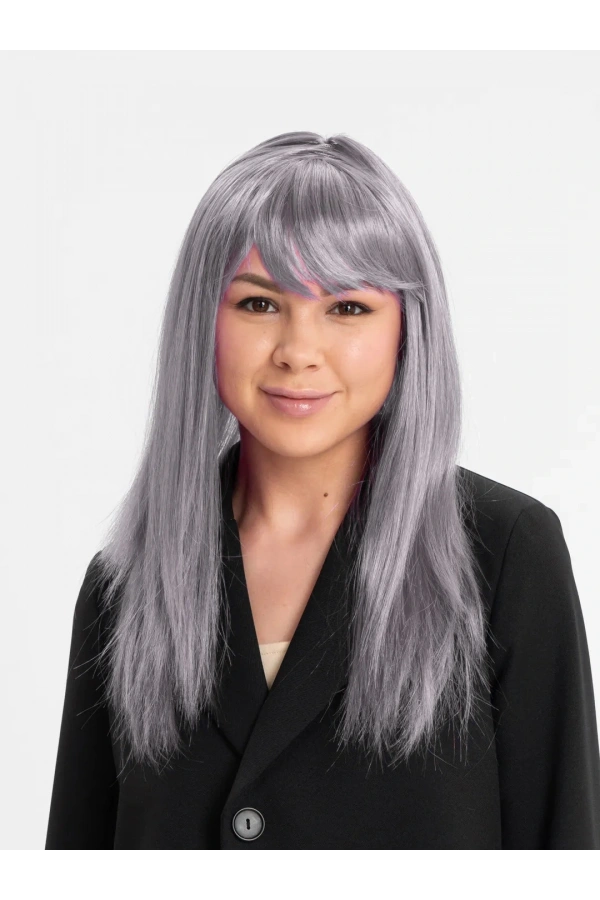 Bidebuvar Platin Gri Gümüş Uzun Parti Peruğu