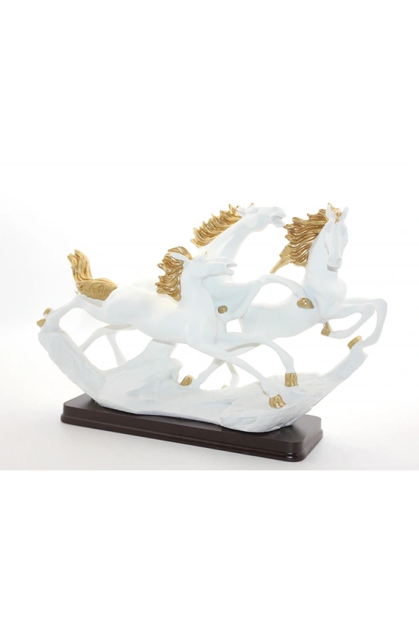 Bidebuvar Polyester 3lü Şahlanmış At Figürü