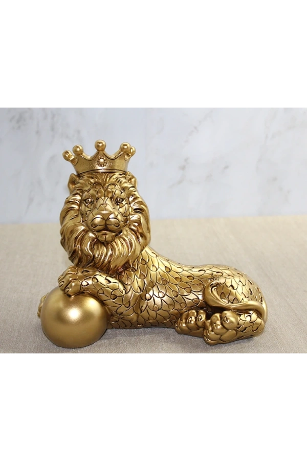 Bidebuvar Polyester Dekoratif Taçlı Aslan Figürü