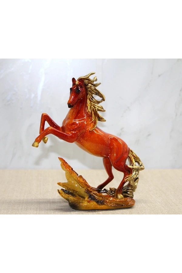 Bidebuvar Polyester Gold Detaylı Şahlanmış At Figürü