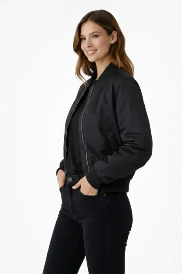 Bidebuvar Premium Bomber Ceket Çıtçıt Kapamalı, Ribana Manşetli, Astarlı, Regular Fit Mont - Siyah