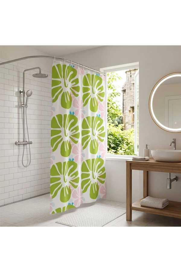 Bidebuvar PVC Duş Perdesi - Çift Kanatlı - 12 Halkalı - 90x180 cm