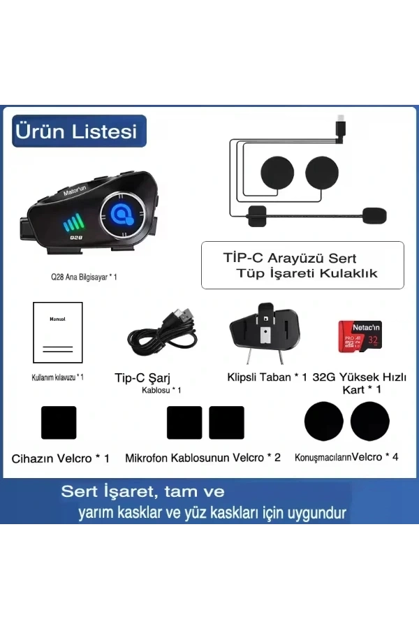 Bidebuvar Q28 Kameralı Motosiklet Kask Kulaklığı