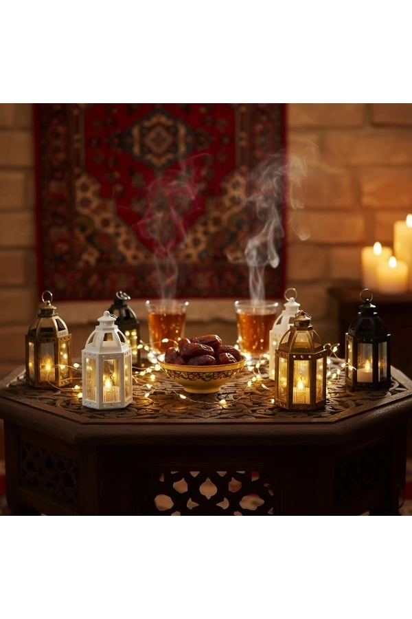 Bidebuvar Ramazan Temalı Büyük Altıgen Açık Kubbe LED Lamba