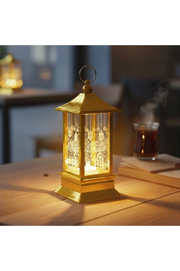 Bidebuvar Ramazan Temalı Gold Kare Kubbe LED Lamba