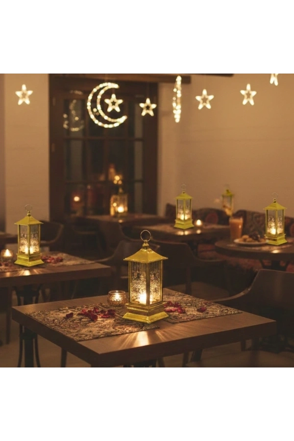 Bidebuvar Ramazan Temalı Gold Kare Kubbe LED Lamba