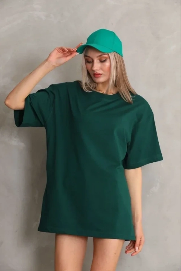 Bidebuvar Regular Fit Tişört Bisiklet Yaka Yazlık Kısa Kol Basıc T-Shirt - Yeşil