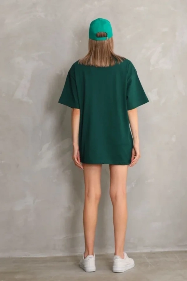 Bidebuvar Regular Fit Tişört Bisiklet Yaka Yazlık Kısa Kol Basıc T-Shirt - Yeşil