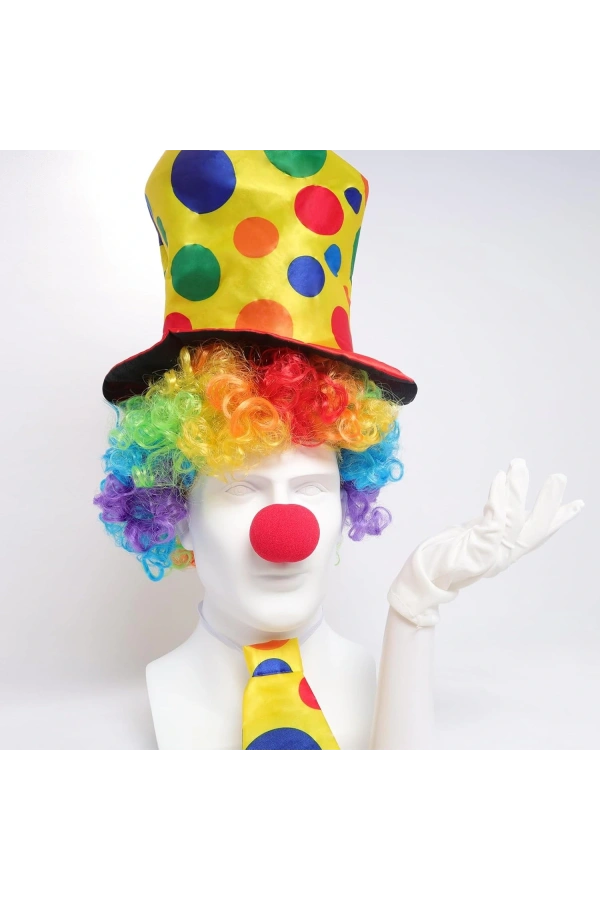 Bidebuvar Renkli Palyaço Kostüm Seti – 5 Parça Aksesuar