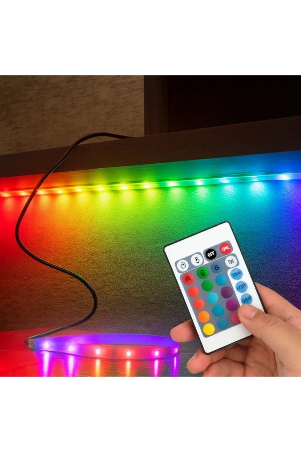 Bidebuvar RGB Şerit 30 LED Kumandalı USB Bağlantılı