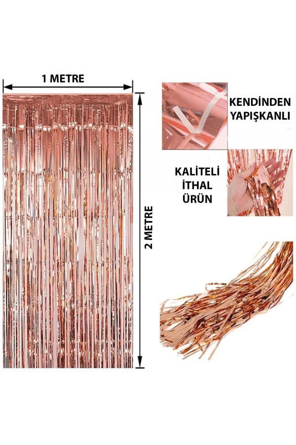 Bidebuvar Rose Gold Püsküllü Kapı Perdesi