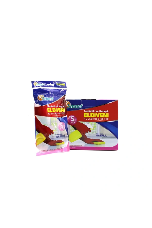 Bidebuvar S Beden Temizlik ve Bulaşık Eldiveni - Doğal Pamuk Astarlı - Plastik