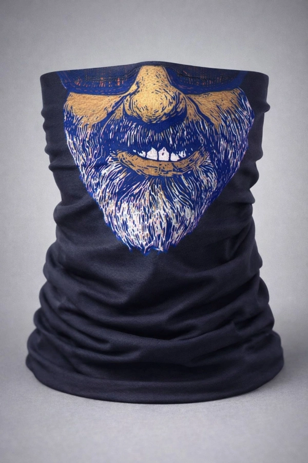 Bidebuvar Sakallı Yüz Desenli Çok Amaçlı Buff – Yüz, Boyun Maskesi ve Bandana No 1