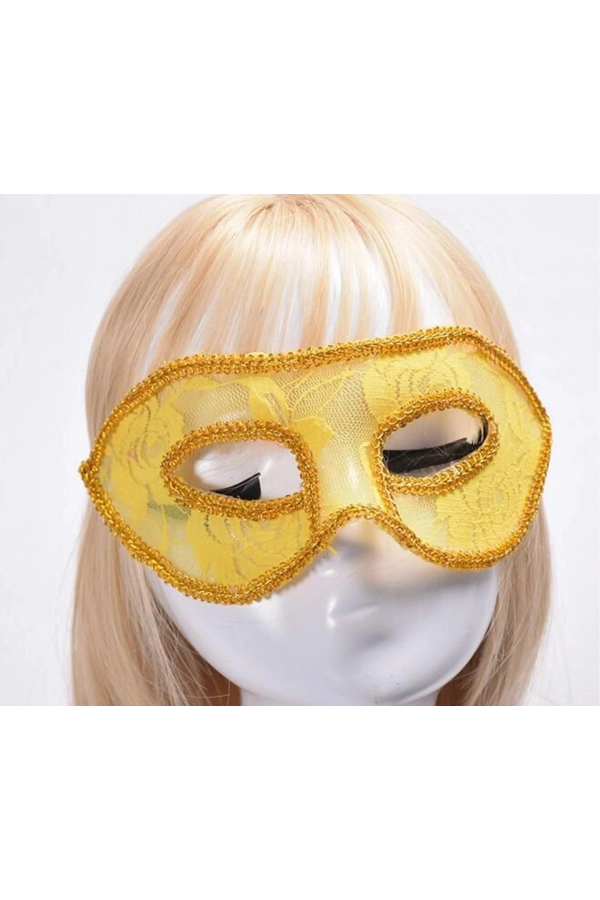 Bidebuvar Sarı Dantel Tül Parti Maskesi